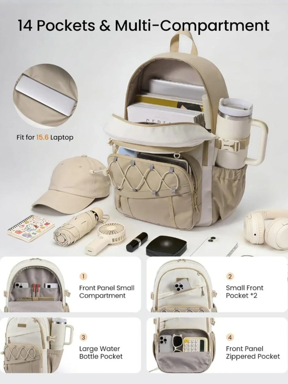 Stylish Large Capacity Backpack for Teen Girls | Waterproof College Bookbag with